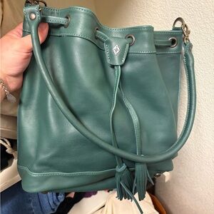 Nena and Co. Emerald Leather Bucket Bag